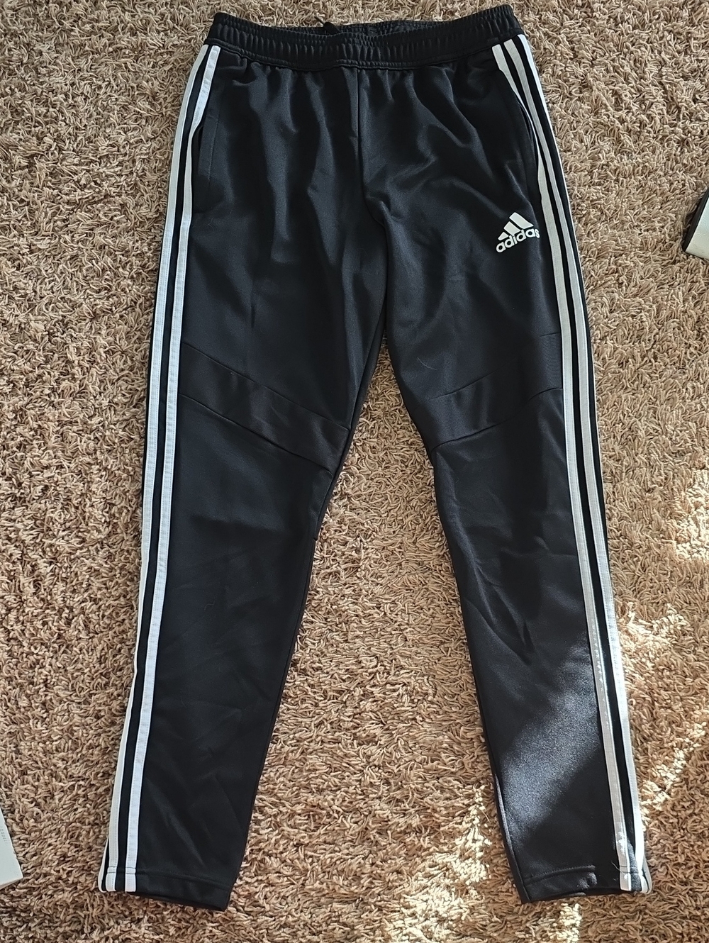 adidas Black Jogger Pants with White Side Stripes and Logo